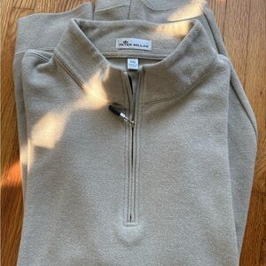 Peter Millar Men's Beige 1/4 Zip-Up Sweater